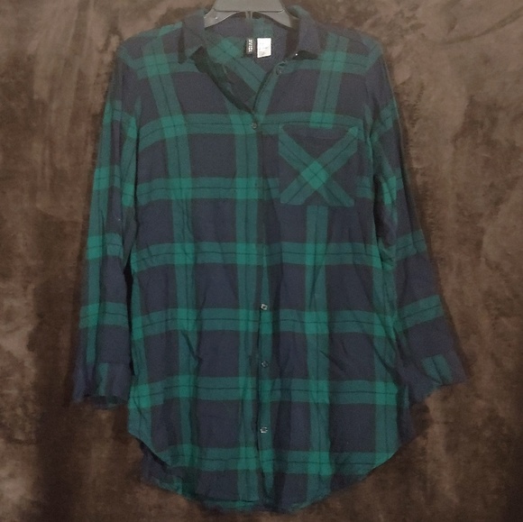 [NWOT] blue & green flannel - Picture 1 of 2